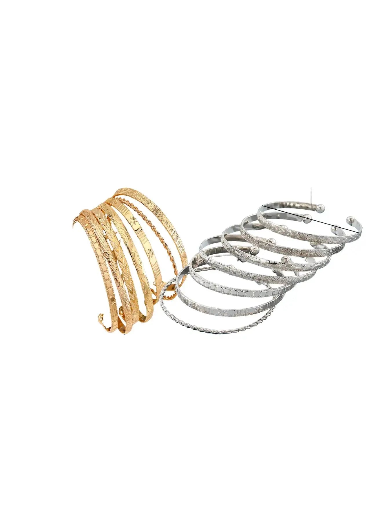 Geometric & Heart Design Cuff Gypsy Bangles as Gift for Girlfriend, Texture Metal Twist Design Bracelet on Wrist, Elegant Matching Jewelry, Classic Fashion Accessories for Daily Wear, Stackable Bracelets for Wife