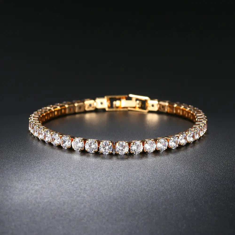 Inpasne Jewelry 4Mm Cubic Zirconia Classic Tennis Bracelet 18K White Gold Plated Hypoallergenic Slider Bracelet Jewelry Gift Gold Bracelets for Women Size 6.5-7.5 Inch