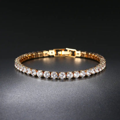 Inpasne Jewelry 4Mm Cubic Zirconia Classic Tennis Bracelet 18K White Gold Plated Hypoallergenic Slider Bracelet Jewelry Gift Gold Bracelets for Women Size 6.5-7.5 Inch