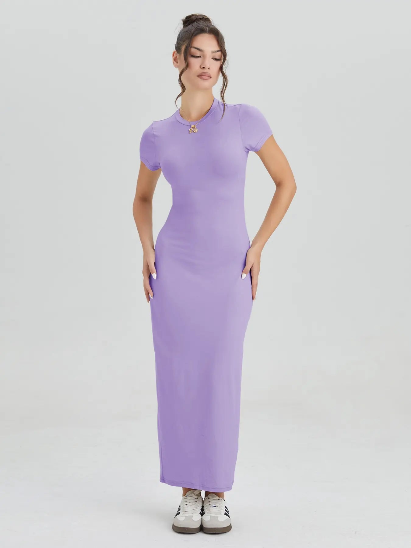 Women'S Casual Slim-Fit Summer Dress, Kint Fabric Moderate Thickness, Perfect for Daily Wear & Outdoor Activities, Casual Dresses