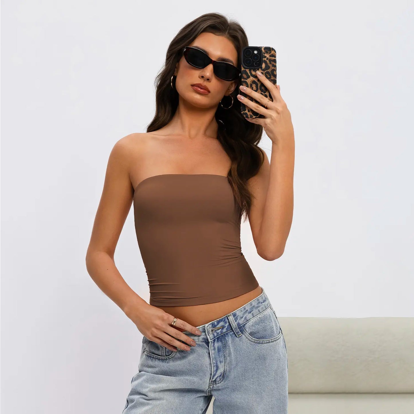 Tournesol Women Sexy Tube Top Summer Going Out Double Lined Basic Tank Top 017
