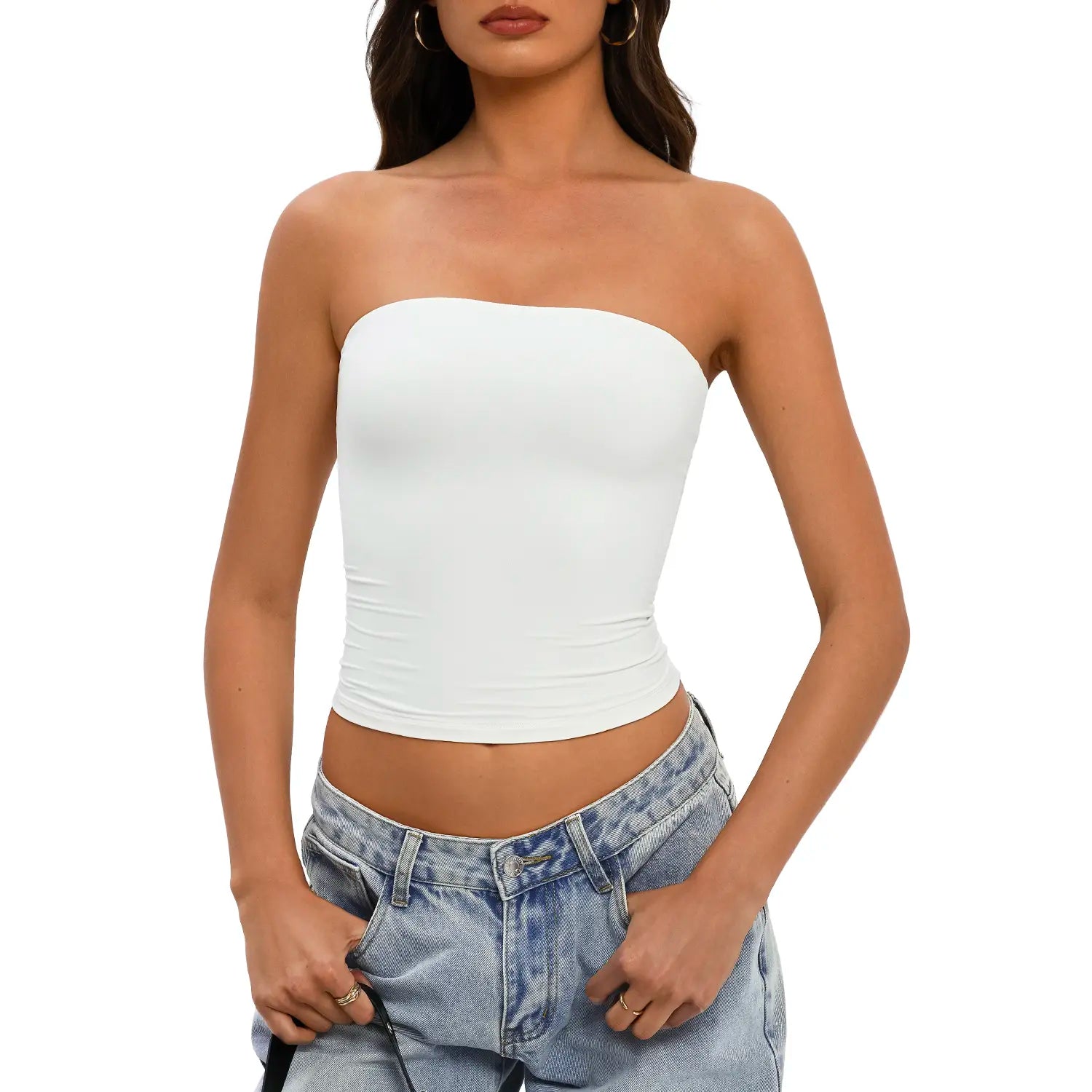 Tournesol Women Sexy Tube Top Summer Going Out Double Lined Basic Tank Top 017