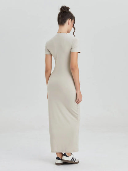 Women'S Casual Slim-Fit Summer Dress, Kint Fabric Moderate Thickness, Perfect for Daily Wear & Outdoor Activities, Casual Dresses