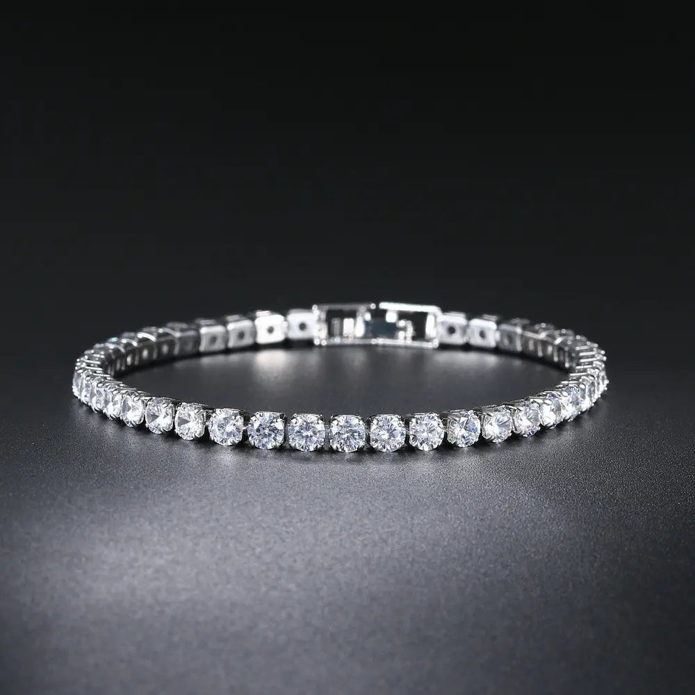 Inpasne Jewelry 4Mm Cubic Zirconia Classic Tennis Bracelet 18K White Gold Plated Hypoallergenic Slider Bracelet Jewelry Gift Gold Bracelets for Women Size 6.5-7.5 Inch