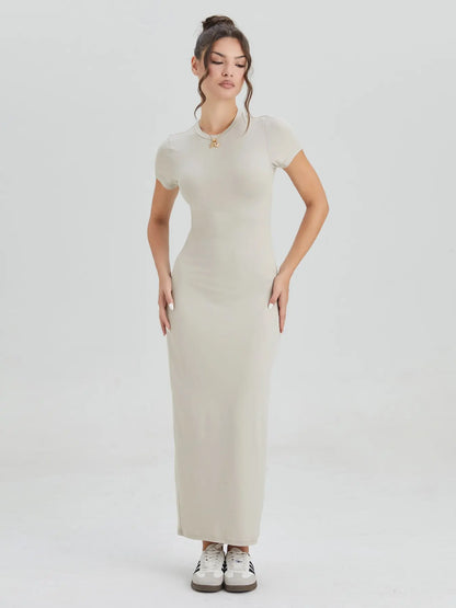 Women'S Casual Slim-Fit Summer Dress, Kint Fabric Moderate Thickness, Perfect for Daily Wear & Outdoor Activities, Casual Dresses