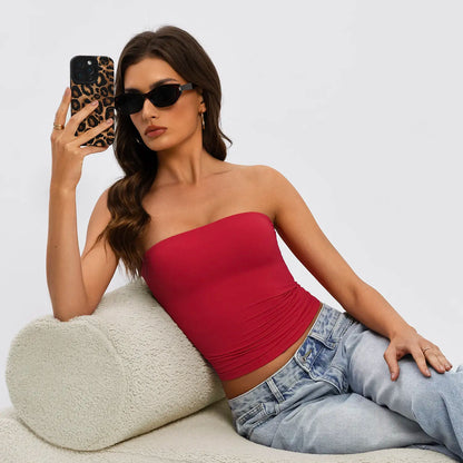Tournesol Women Sexy Tube Top Summer Going Out Double Lined Basic Tank Top 017