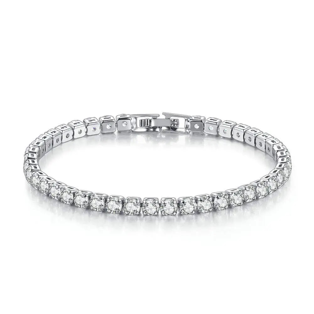 Inpasne Jewelry 4Mm Cubic Zirconia Classic Tennis Bracelet 18K White Gold Plated Hypoallergenic Slider Bracelet Jewelry Gift Gold Bracelets for Women Size 6.5-7.5 Inch