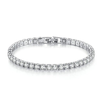 Inpasne Jewelry 4Mm Cubic Zirconia Classic Tennis Bracelet 18K White Gold Plated Hypoallergenic Slider Bracelet Jewelry Gift Gold Bracelets for Women Size 6.5-7.5 Inch