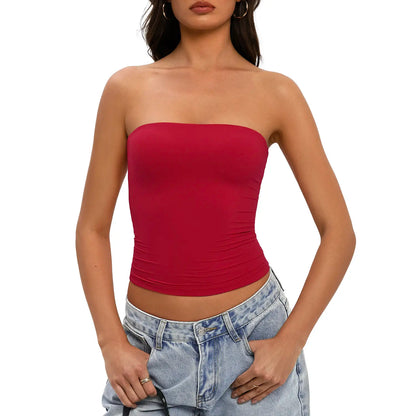 Tournesol Women Sexy Tube Top Summer Going Out Double Lined Basic Tank Top 017