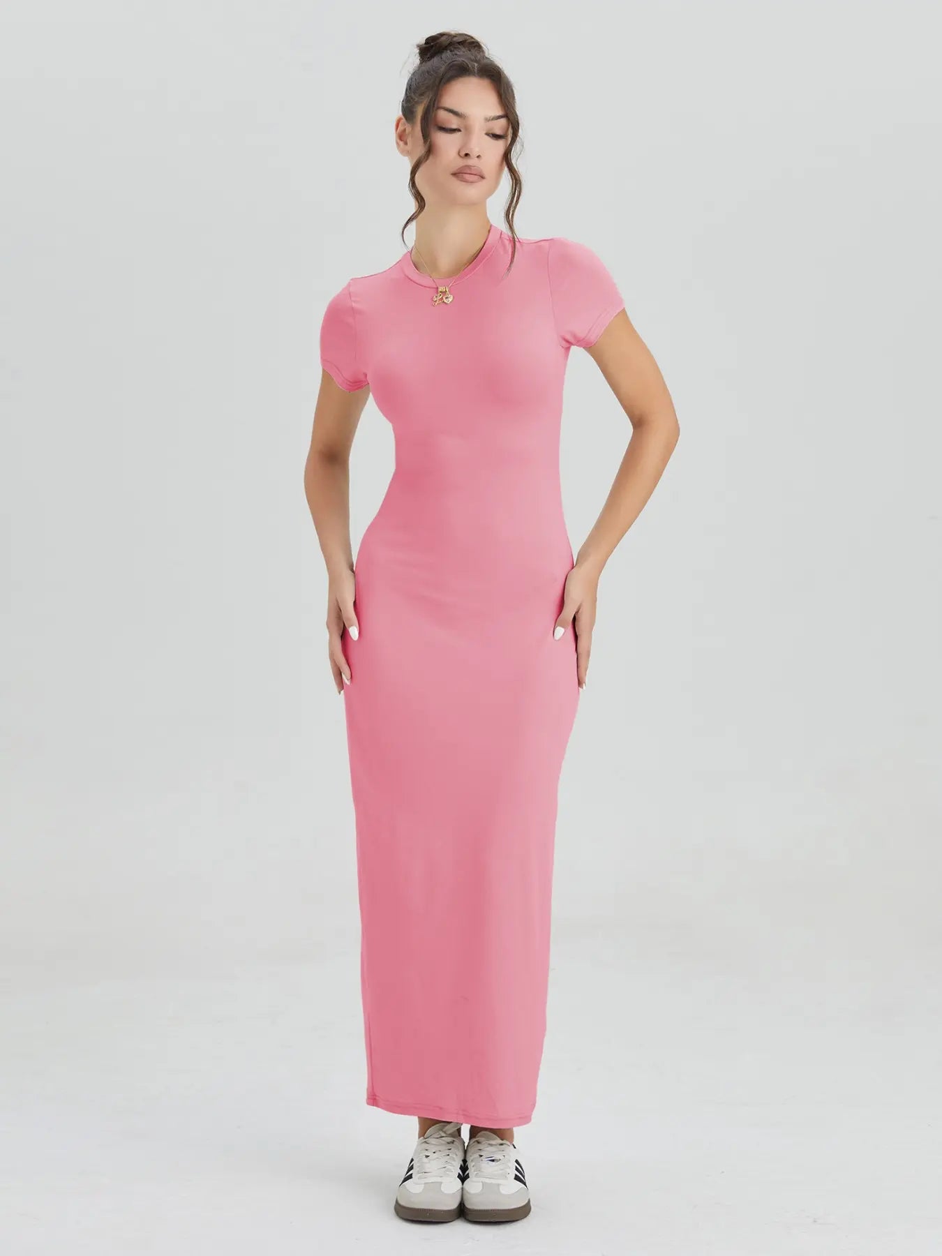 Women'S Casual Slim-Fit Summer Dress, Kint Fabric Moderate Thickness, Perfect for Daily Wear & Outdoor Activities, Casual Dresses