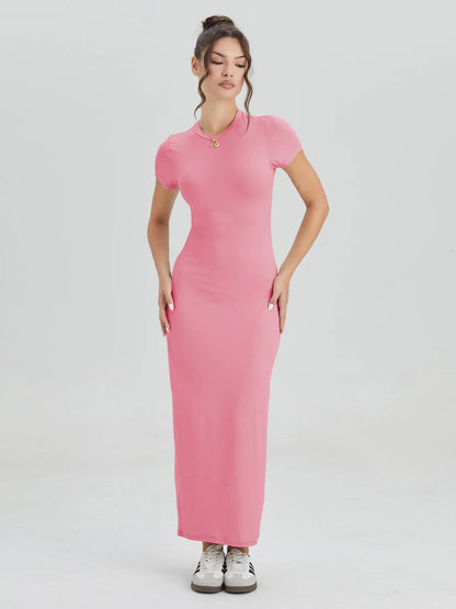 Women'S Casual Slim-Fit Summer Dress, Kint Fabric Moderate Thickness, Perfect for Daily Wear & Outdoor Activities, Casual Dresses