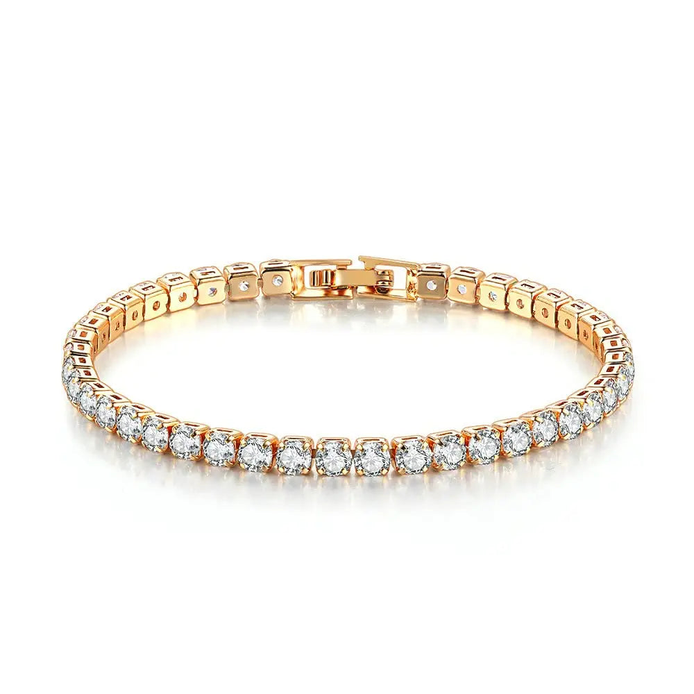 Inpasne Jewelry 4Mm Cubic Zirconia Classic Tennis Bracelet 18K White Gold Plated Hypoallergenic Slider Bracelet Jewelry Gift Gold Bracelets for Women Size 6.5-7.5 Inch