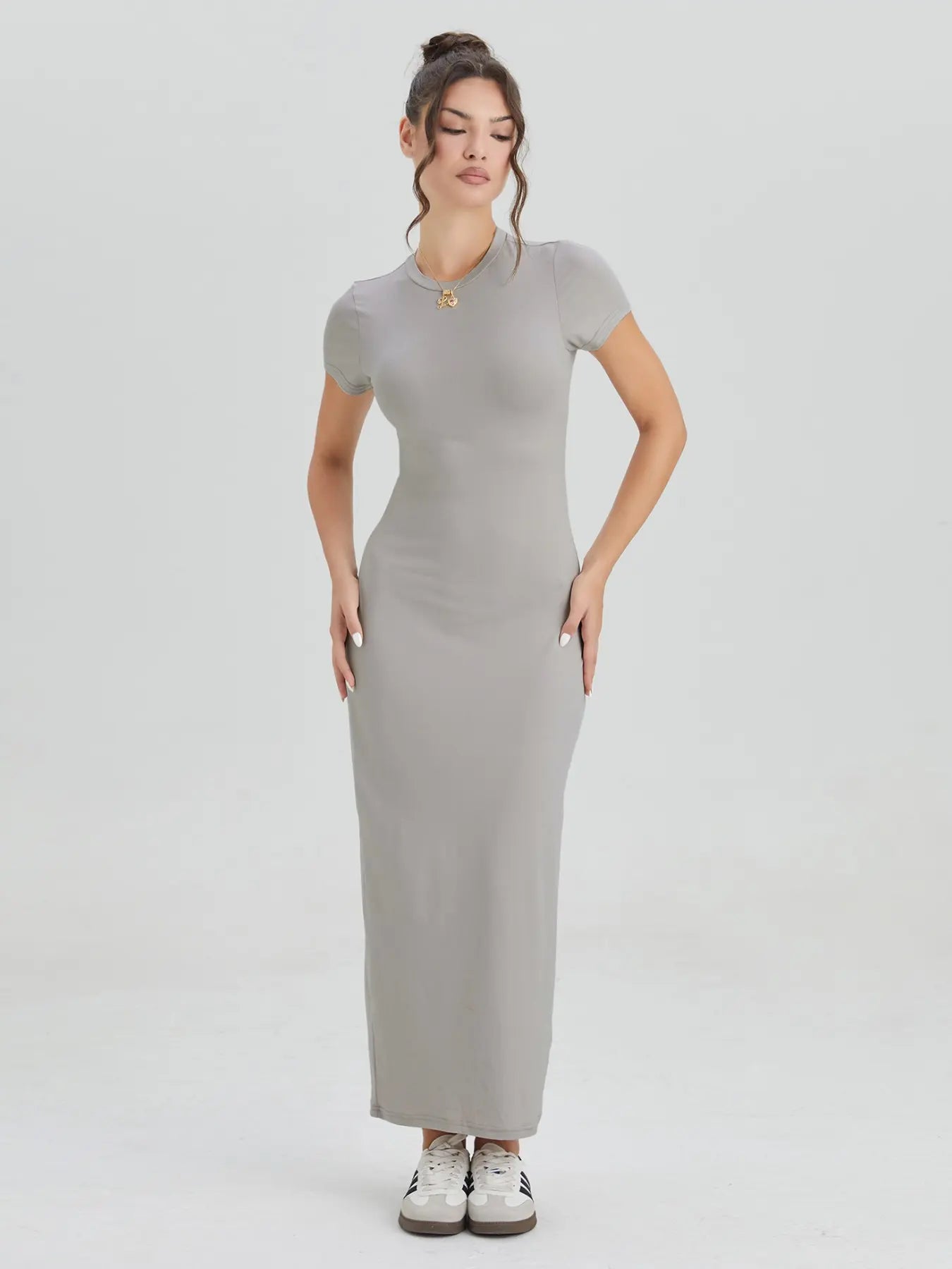 Women'S Casual Slim-Fit Summer Dress, Kint Fabric Moderate Thickness, Perfect for Daily Wear & Outdoor Activities, Casual Dresses