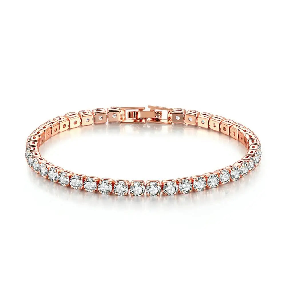 Inpasne Jewelry 4Mm Cubic Zirconia Classic Tennis Bracelet 18K White Gold Plated Hypoallergenic Slider Bracelet Jewelry Gift Gold Bracelets for Women Size 6.5-7.5 Inch