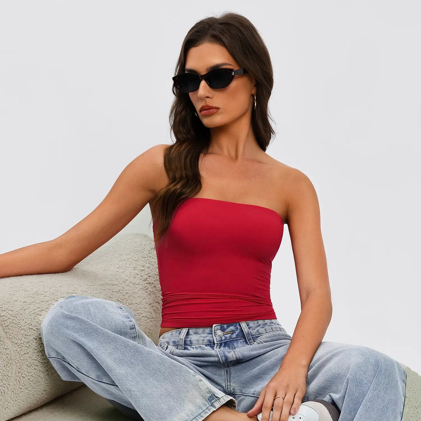 Tournesol Women Sexy Tube Top Summer Going Out Double Lined Basic Tank Top 017