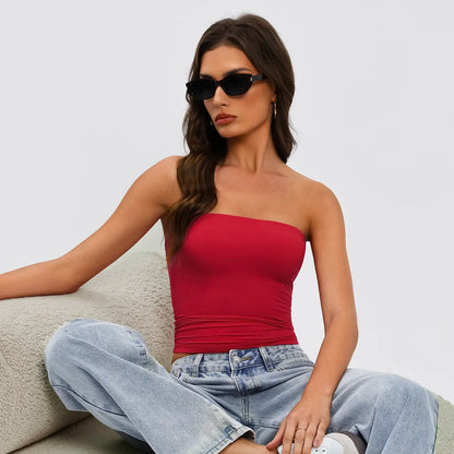Tournesol Women Sexy Tube Top Summer Going Out Double Lined Basic Tank Top 017